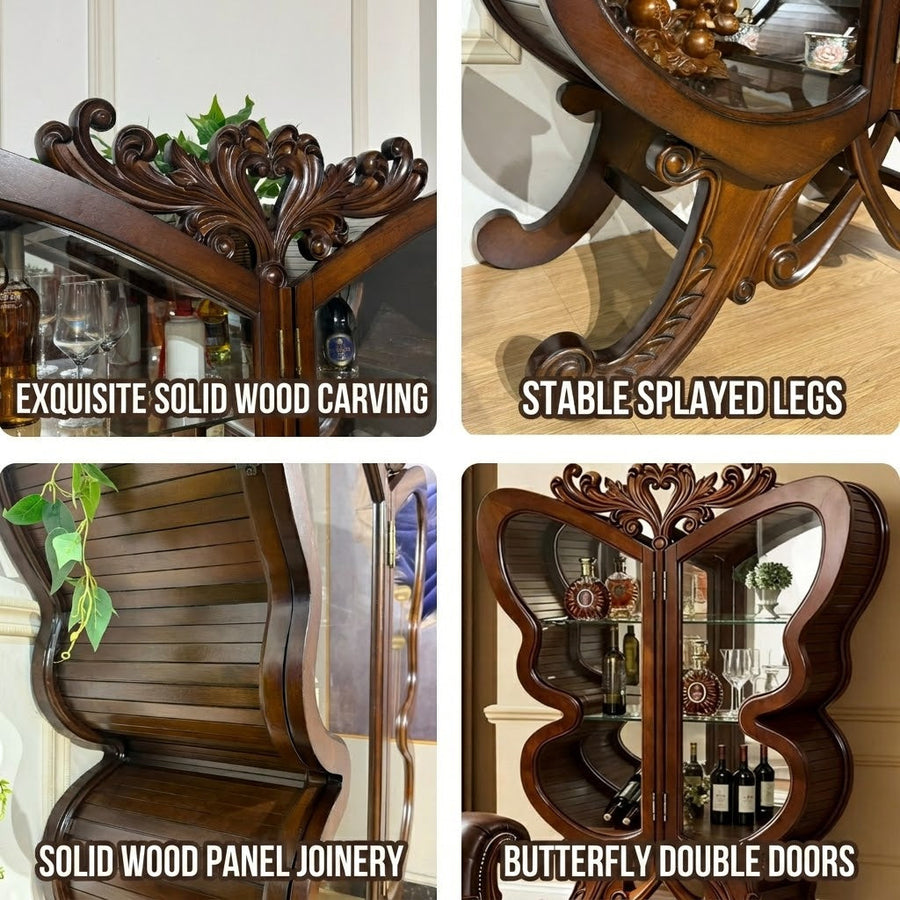 Butterfly Wing Wooden Wine Cabinet - Image 5