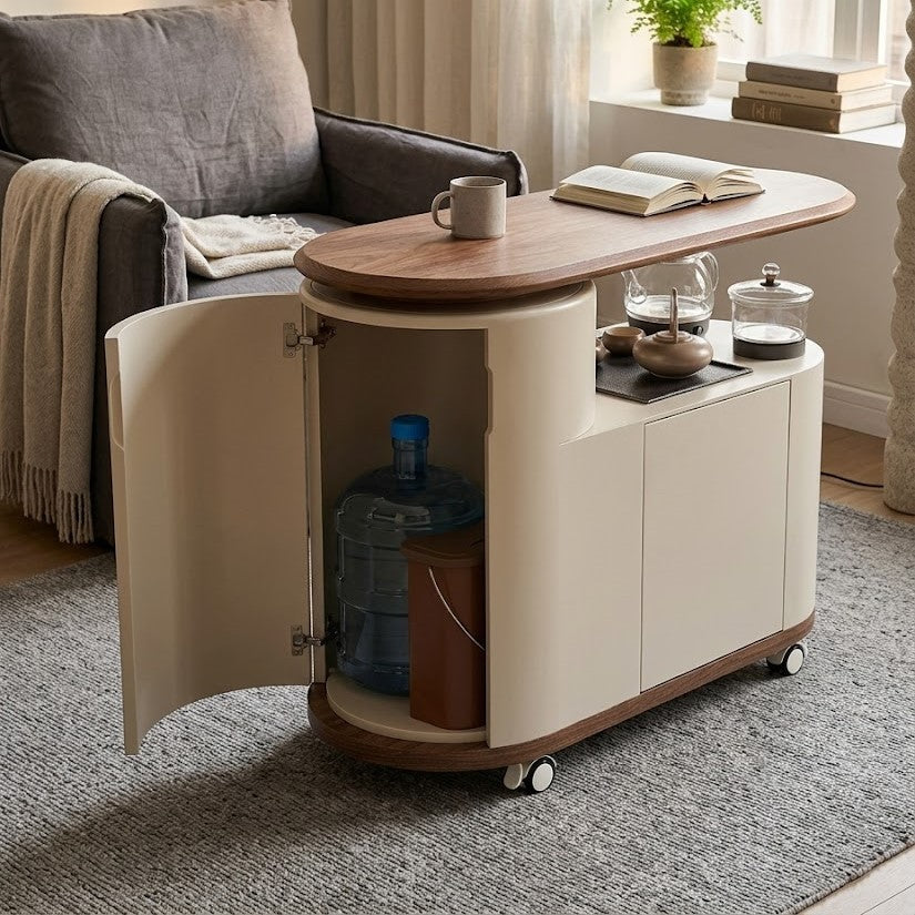 Nordic Curved Lift Top Mobile Coffee Table - Image 0