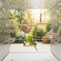 Natural Wood Hanging Bird Swing - Image 4
