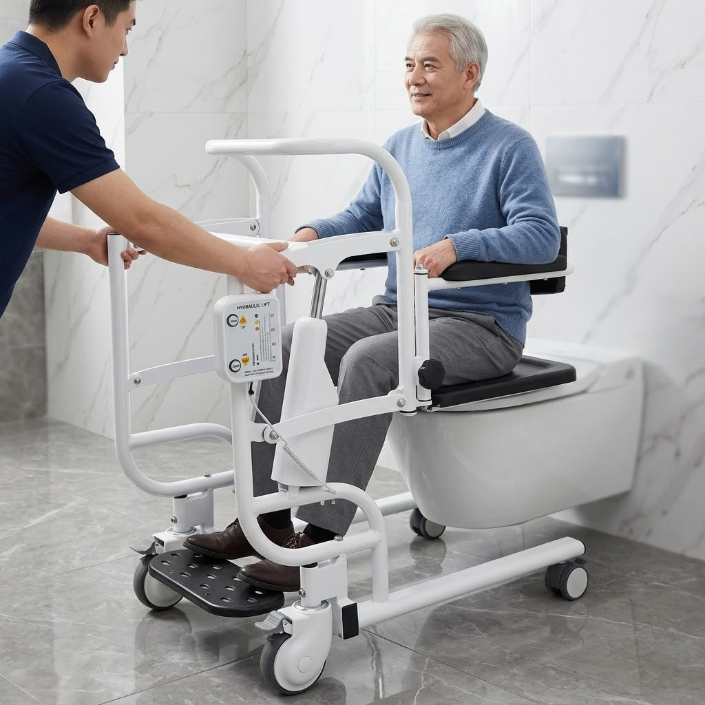 Caregiver Electric Patient Transfer Commode Chair - Image 1