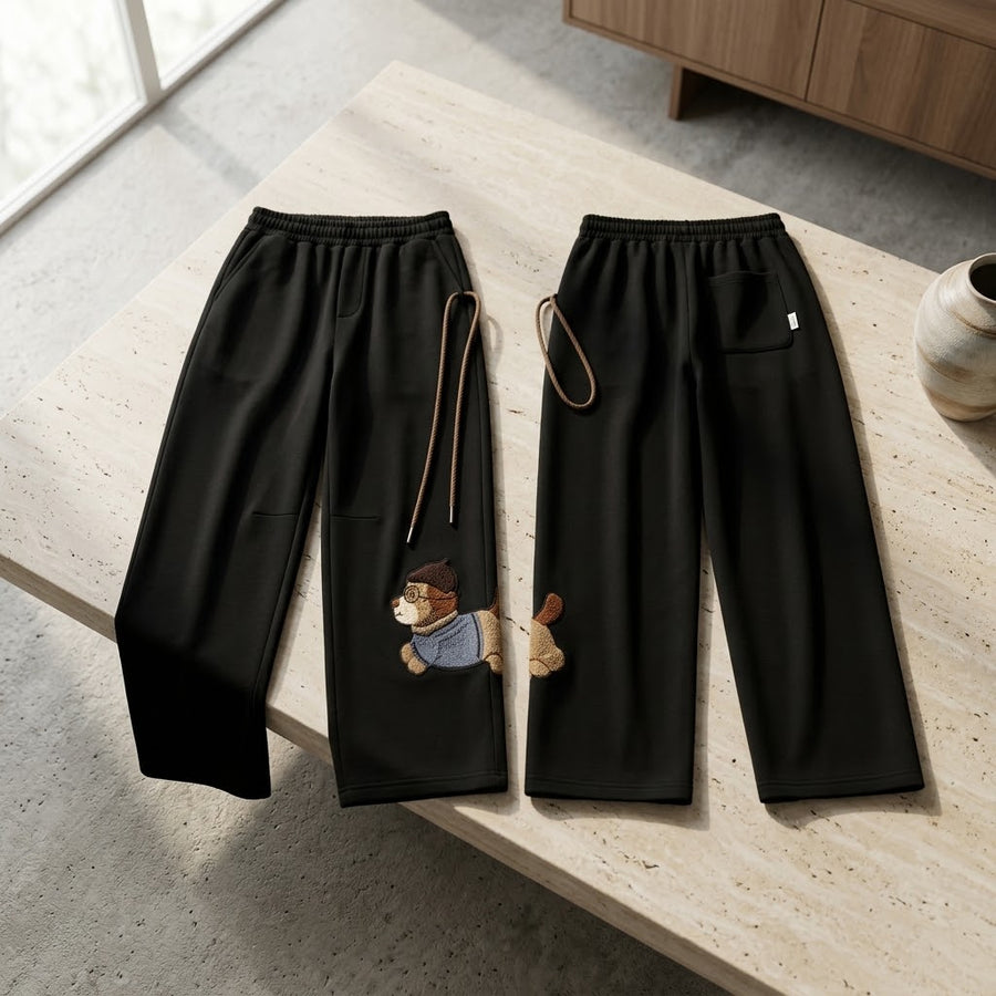 Good Boy Dog Print Wide Leg Pants