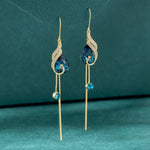 Korean Style Blue Crystal Phoenix Earrings