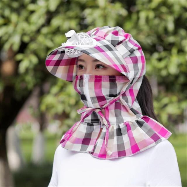 Anti-UV Dust Protect Long Wrap Hat with Fan - Image 4