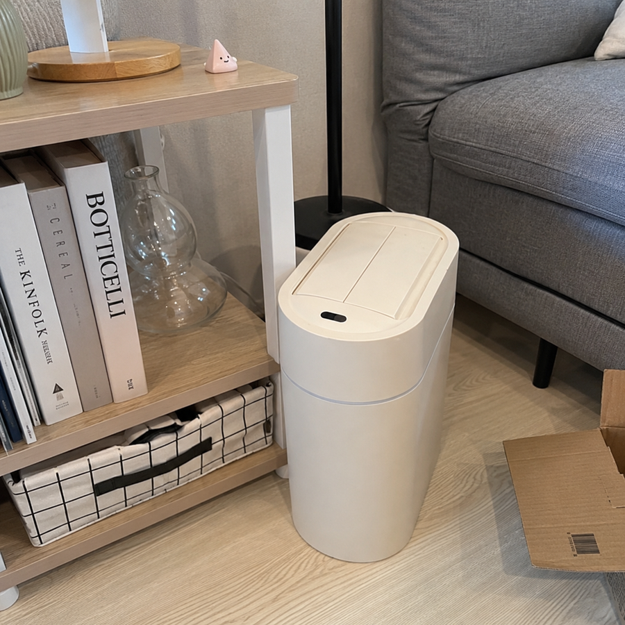 Clean Hands Touchless Slim Bathroom Wastebasket Bin