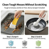Press Clean Soap Dispensing Pot Scrub Brush - Image 6