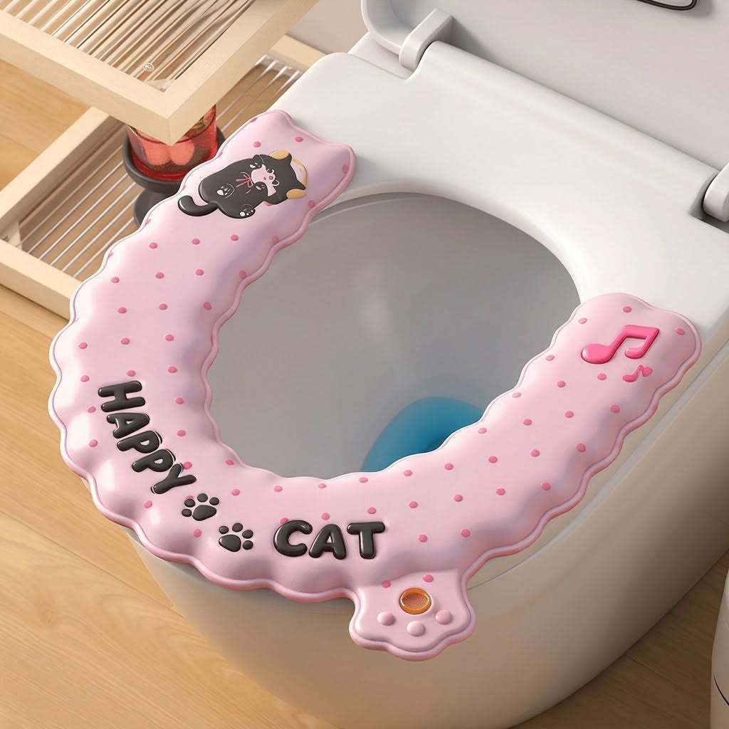Cat-Print Waterproof Toilet Seat Cushion Cover - Image 9