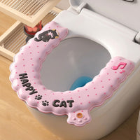 Cat-Print Waterproof Toilet Seat Cushion Cover - Image 9