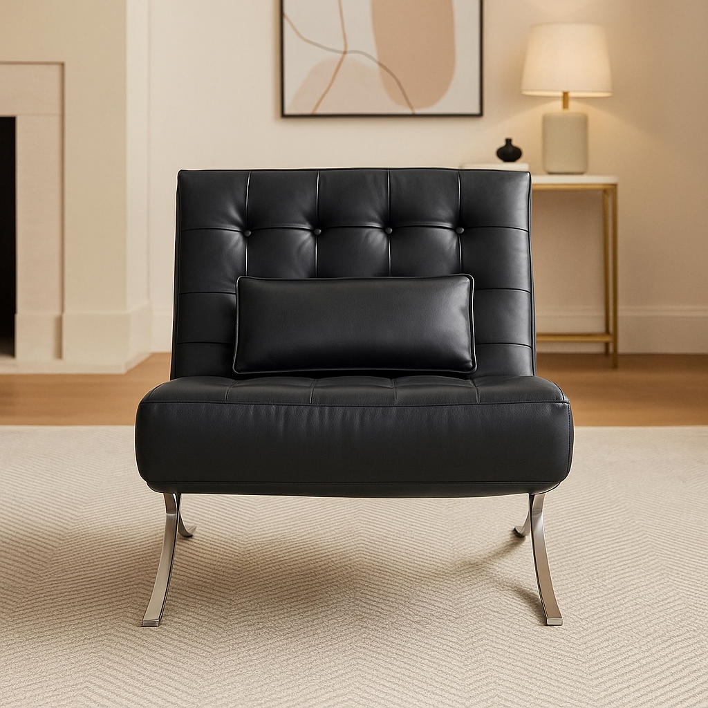 Italian Design Foldable Leather Convertible Sofa Bed - Image 3