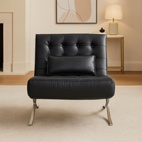 Italian Design Foldable Leather Convertible Sofa Bed - Image 3