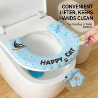 Cat-Print Waterproof Toilet Seat Cushion Cover - Image 1