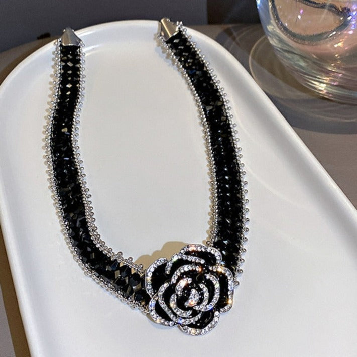 Gothic Rose Handmade Crystal Necklace