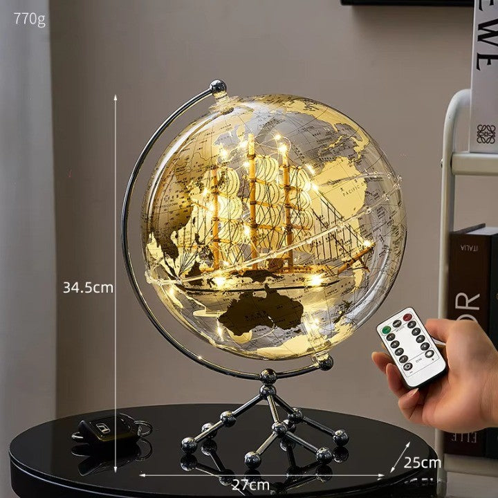 Golden Sail World Map Decor LED Light