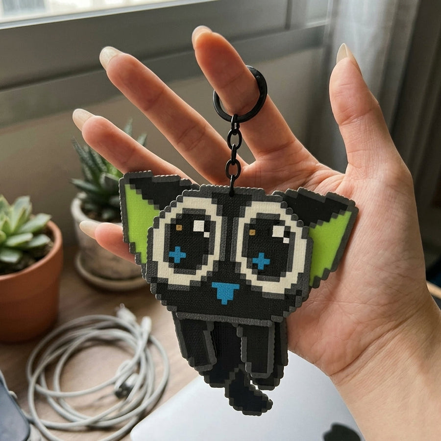 Pixel Art 3D Building Block Keychain - Image 1
