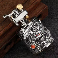 Vintage Dragon Carved Metallic Lighter - Image 2