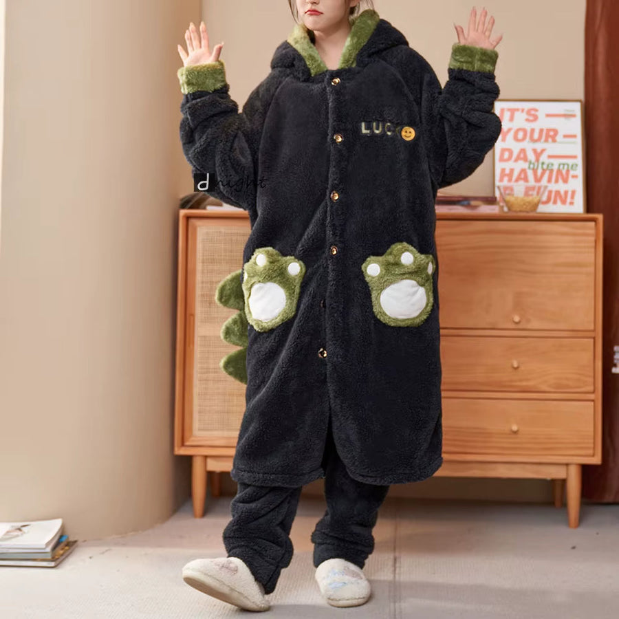 Plush Dinosaur Hooded Pajama Suit - Image 2
