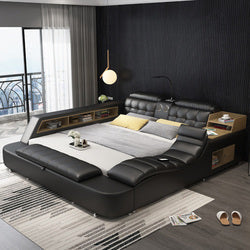 Luxury Leather Multifunctional Modern Bed Frame with Massage Chair - Image 4
