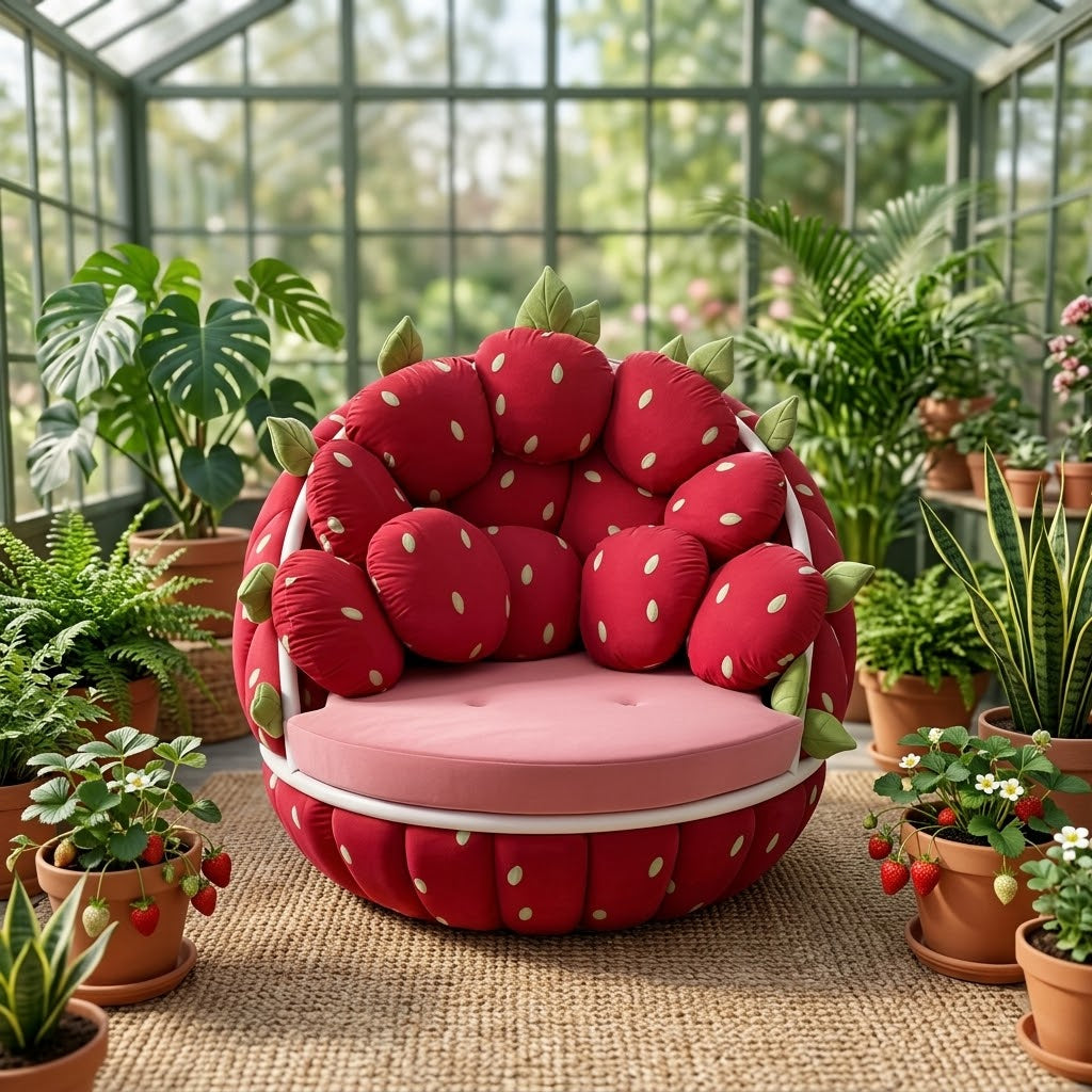 Strawberry Plush Lounge Sofa Chair - Image 4