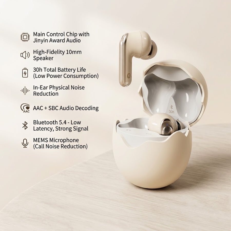 Soft Boiled Egg-Shaped Wireless Bluetooth Earbuds