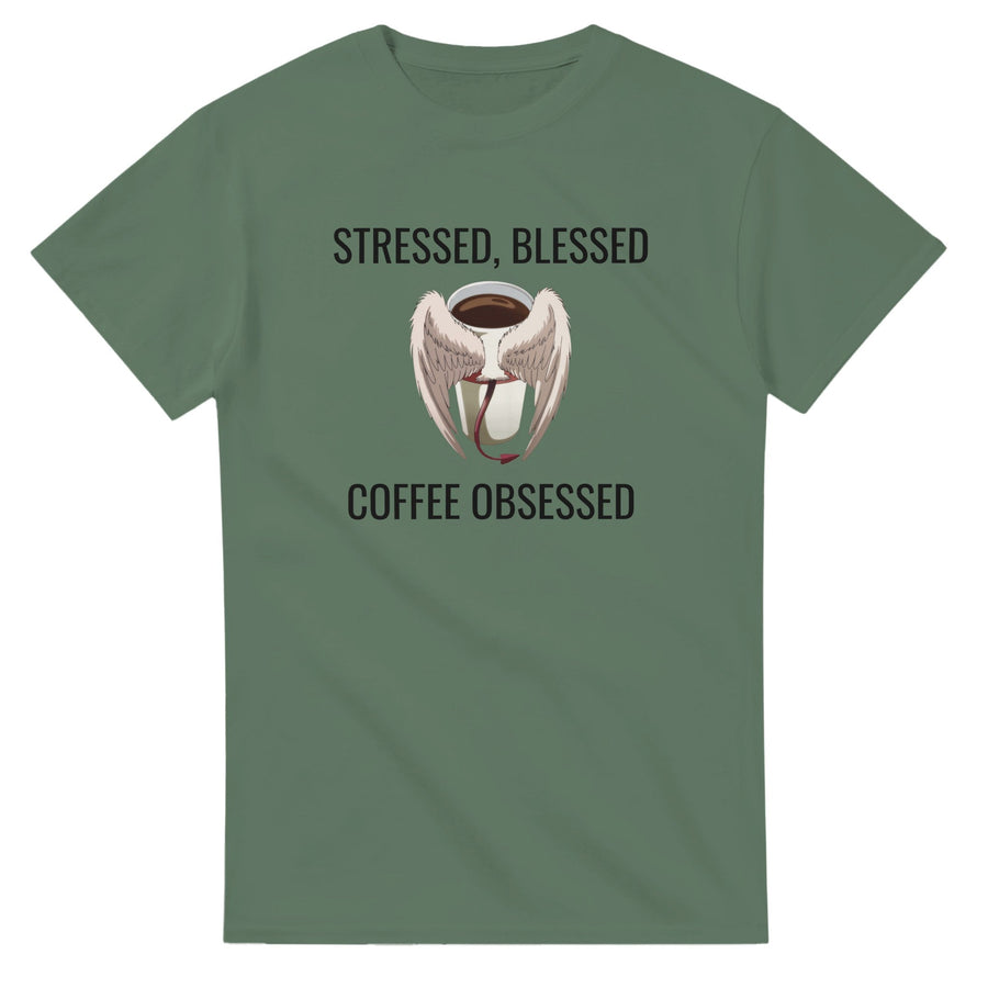 Stressed Blessed & Coffee Obsessed Cotton T-Shirt - Image 8