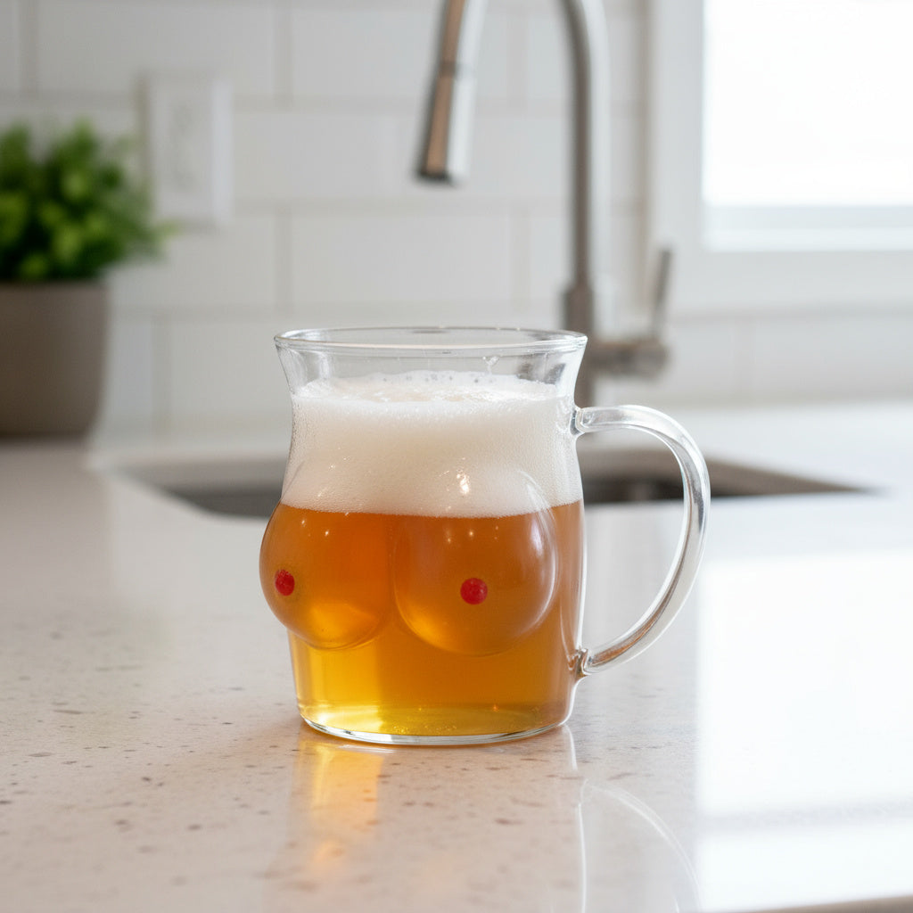 Double-Wall Chesty Shape Glass Funny Mug - Image 0