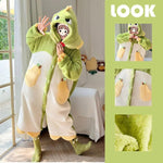 Dreamy Fox Thick Animal-Theme Hooded Blanket Pajamas