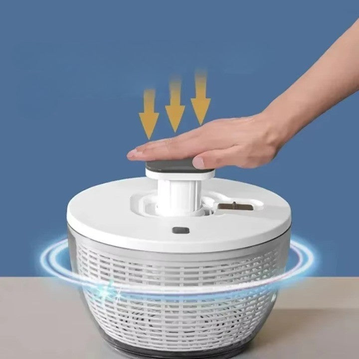 Compact One-Hand Spin Salad Spinner Dryer Bowl