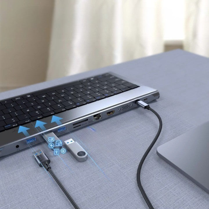 10in1 Keyboard Multi USB Docking Station - Image 5