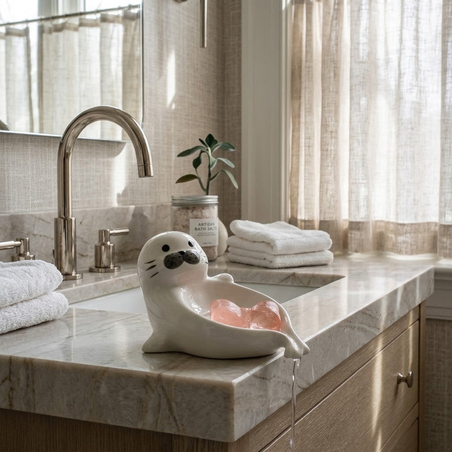 Chubby Seal Cute Draining Soap Dish Holder Tray