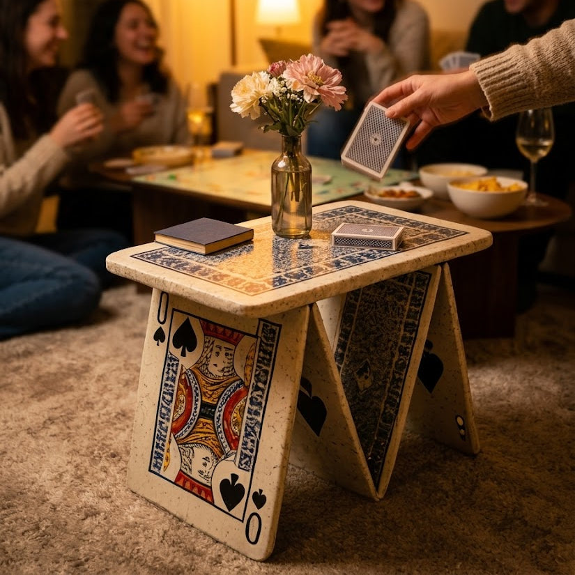 Playing Cards Art Sculptural Coffee Table - Image 1