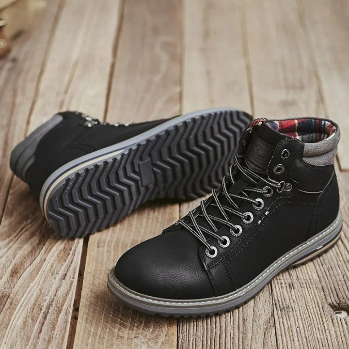 Italian Vintage Leather Lace-Up Warm Winter Boots - Image 3