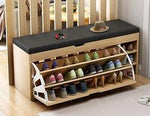 Nordic Wooden Space Saving Shoe Rack Stool