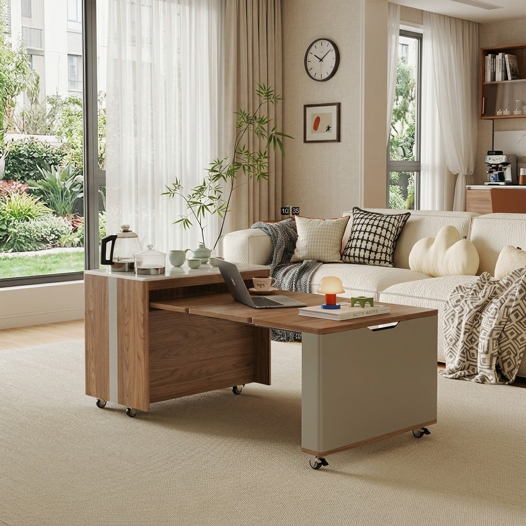 Japanese Minimalist Hidden Storage Coffee Table - Image 4