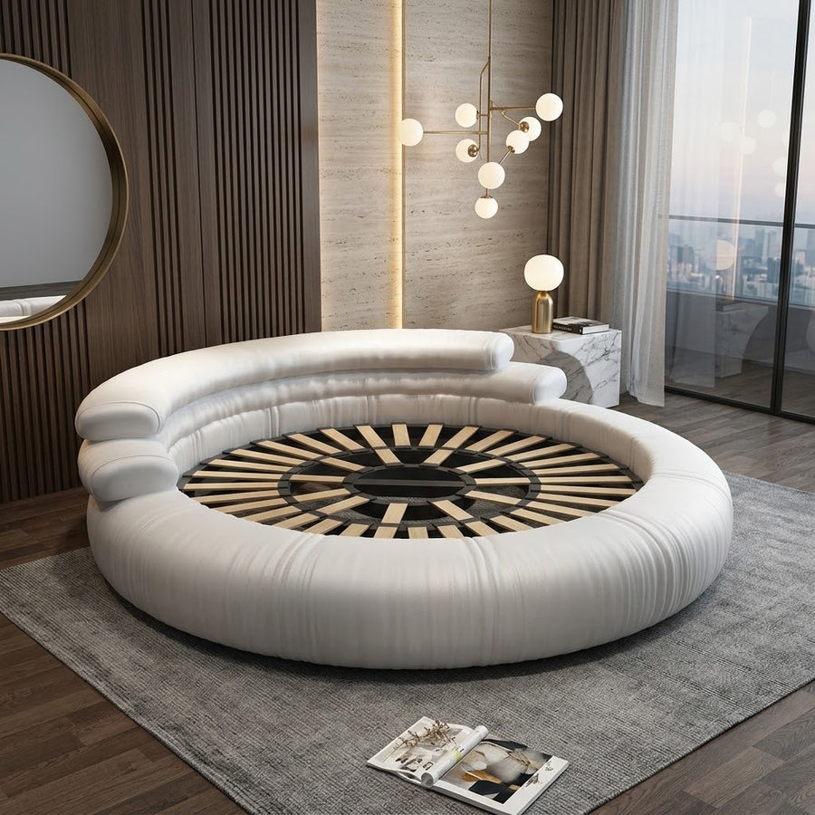 Italienischer minimalistischer runder Leder-Traum-Master-Bett