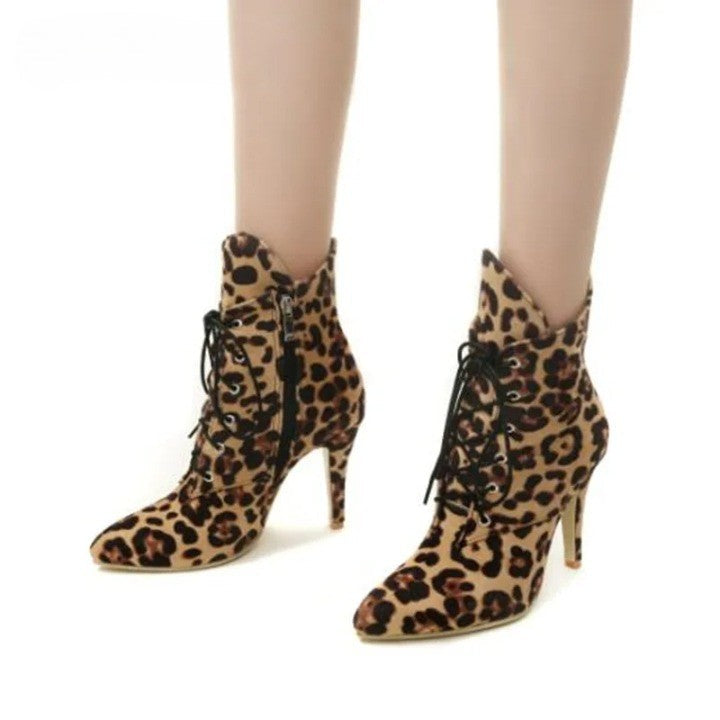 Leopard Design Lace up Women Shoes - Image 5