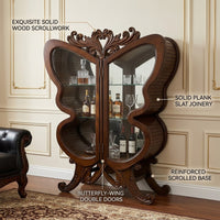 Butterfly Wing Wooden Wine Cabinet - Image 4