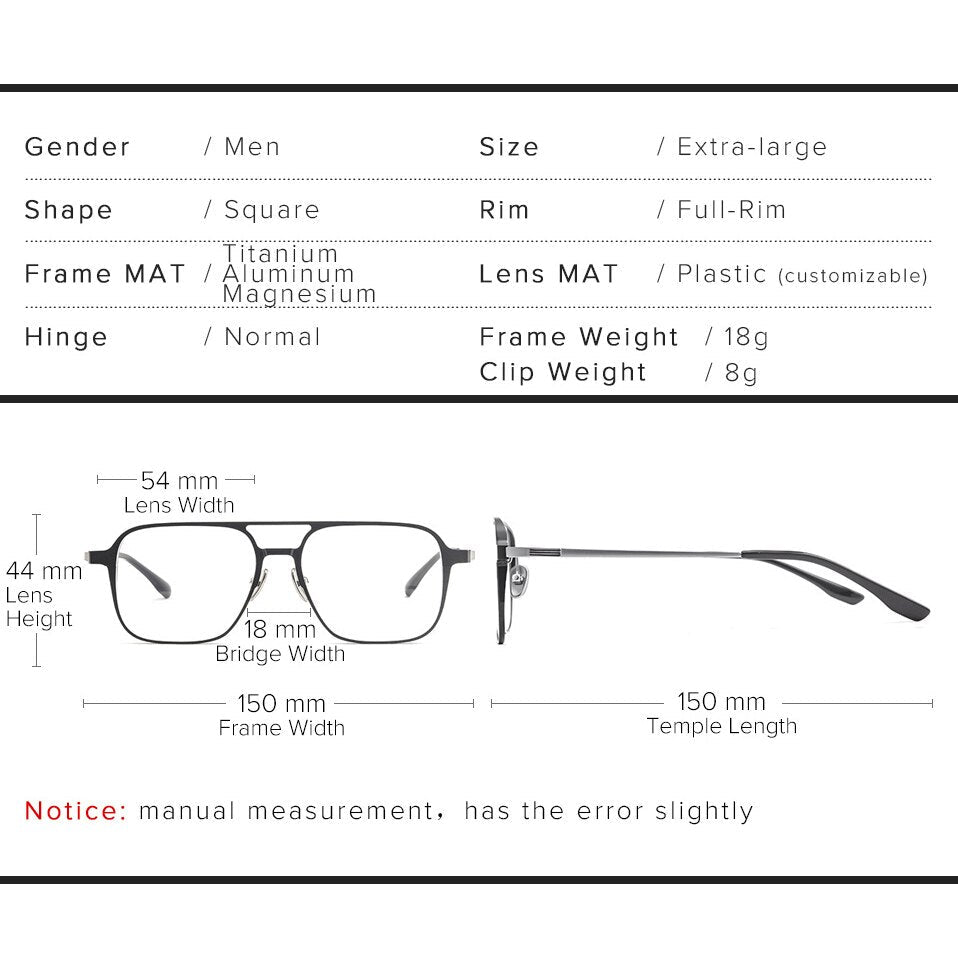 Pure Titanium Magnetic Clip-On Glasses