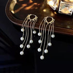 Exquisite Long Tassel Pearl Drop Earrings