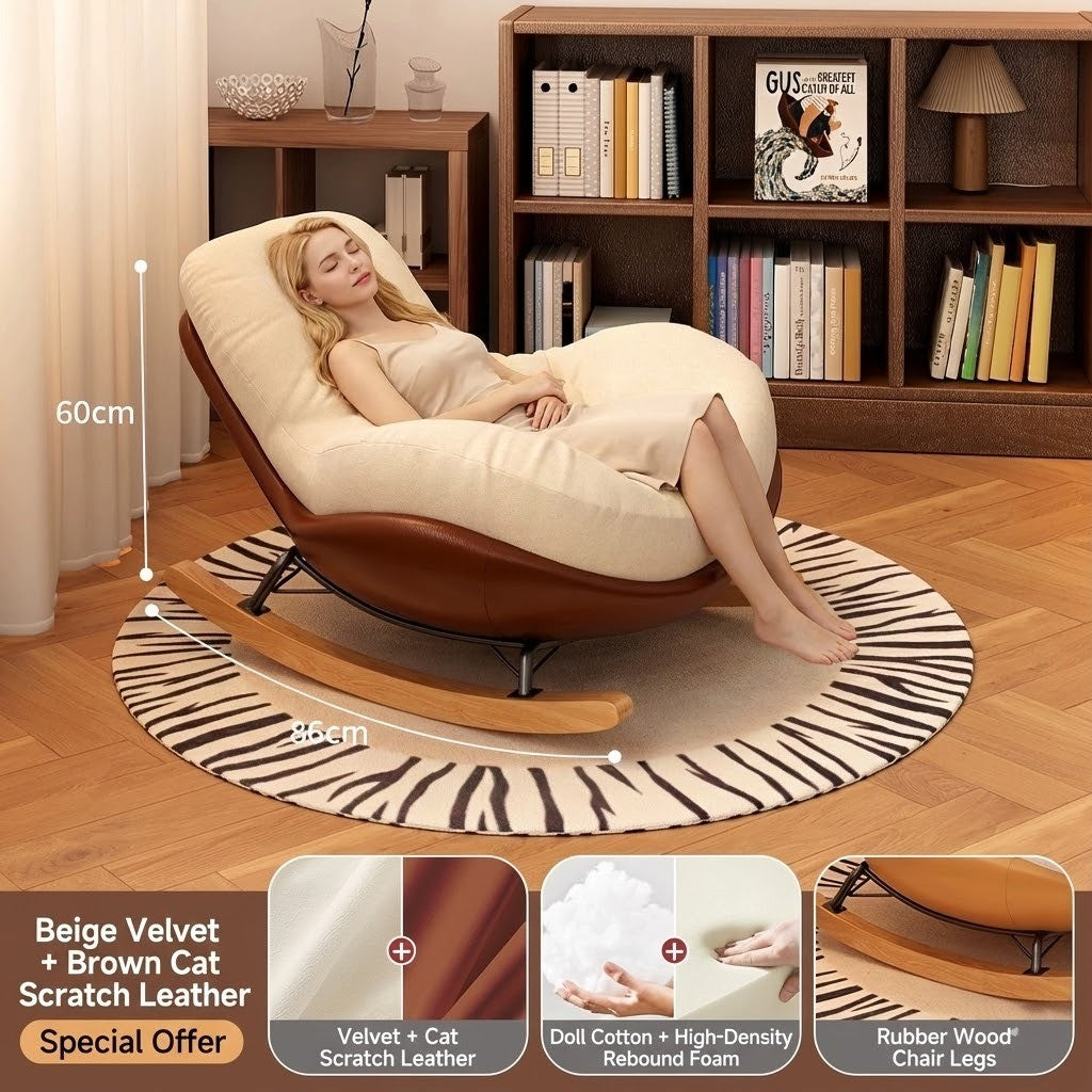 Italian Wood Soft Comfy Rocking Chair - Image 1