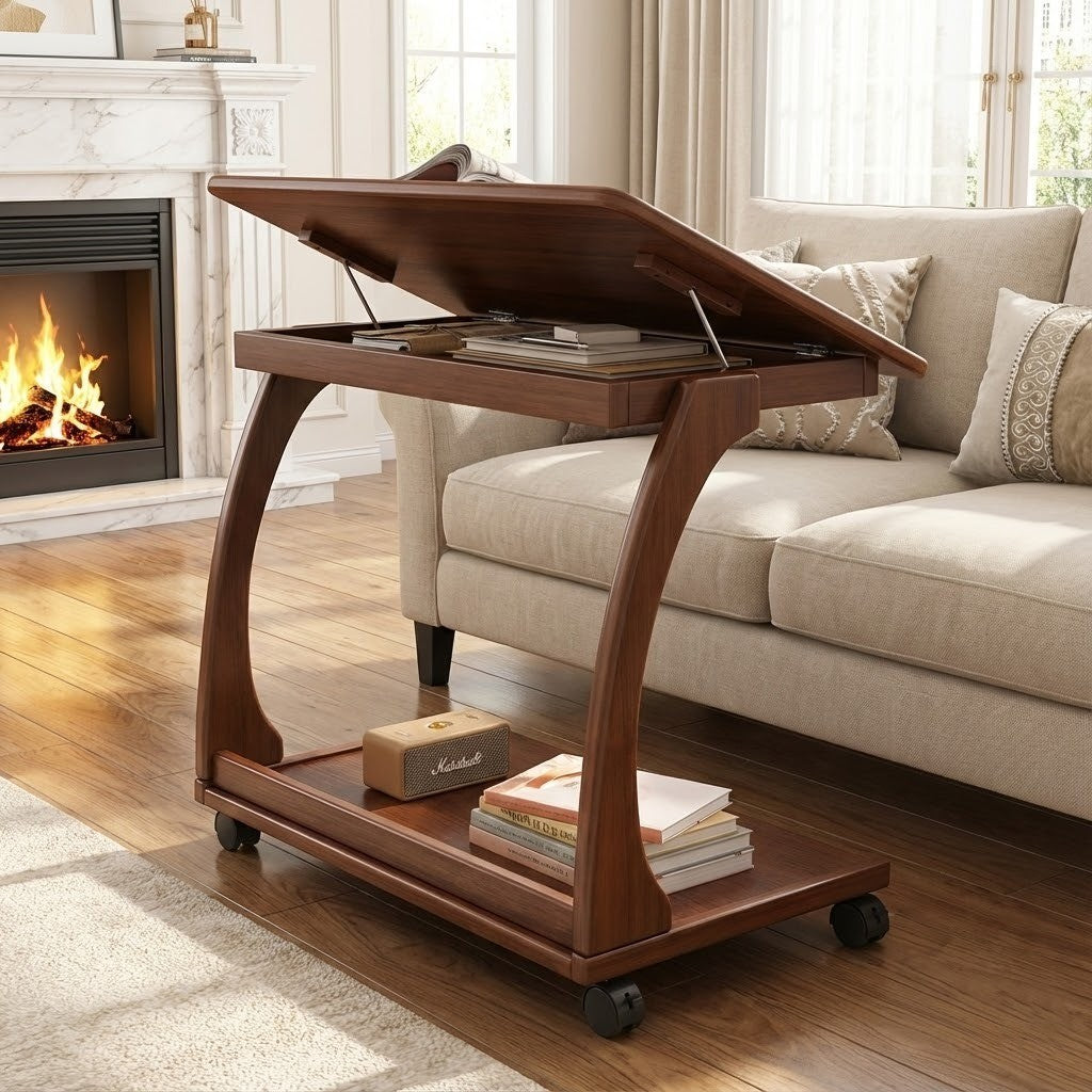 Italian Style Rolling Lift-Top Coffee Table - Image 0