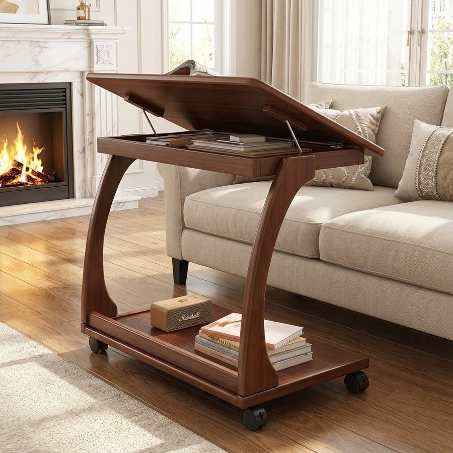Italian Style Rolling Lift-Top Coffee Table - Image 0