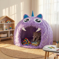 Purple Plush Monster Playhouse Indoor Kids Tent - Image 2