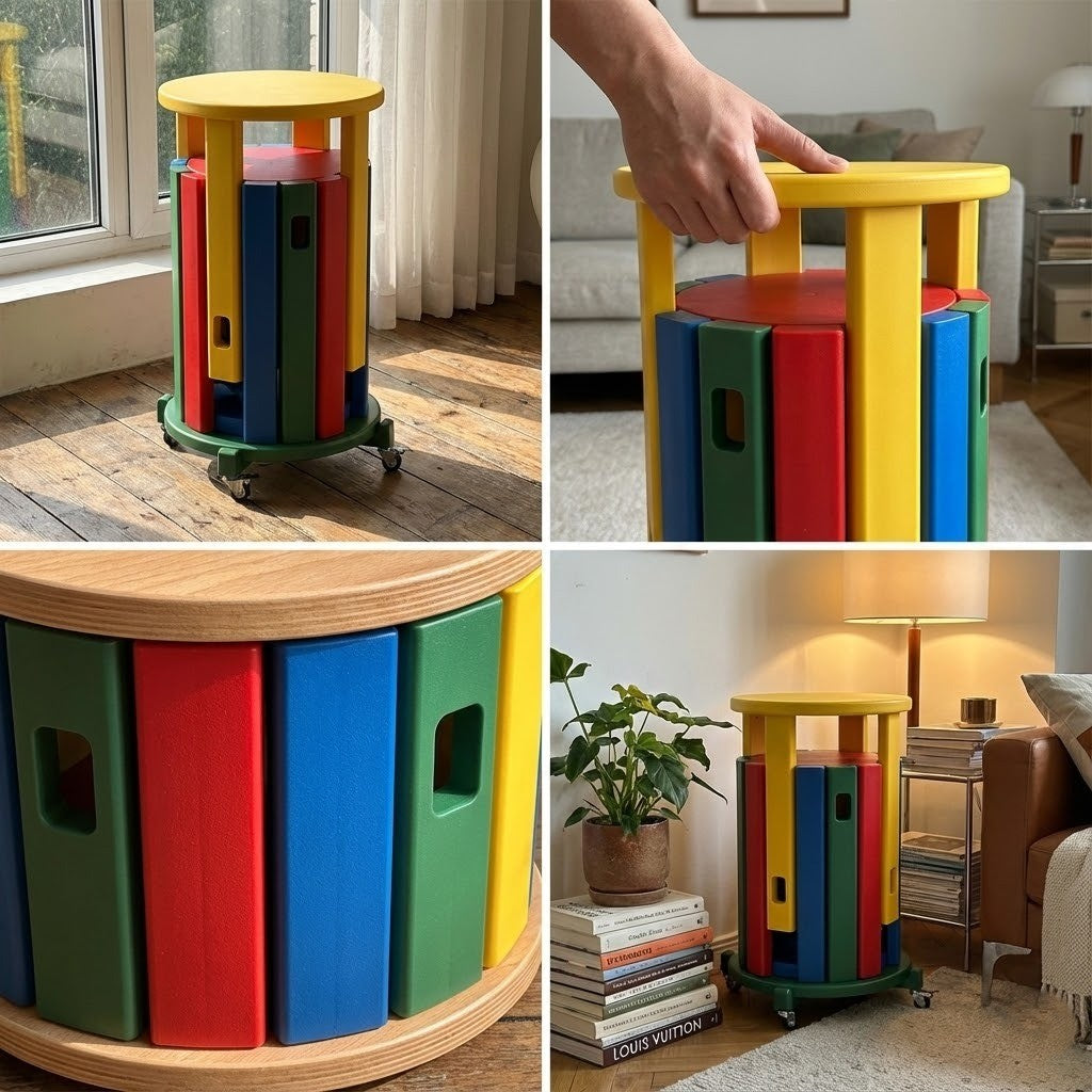 Stackable Rainbow Wooden Chair Table - Image 1