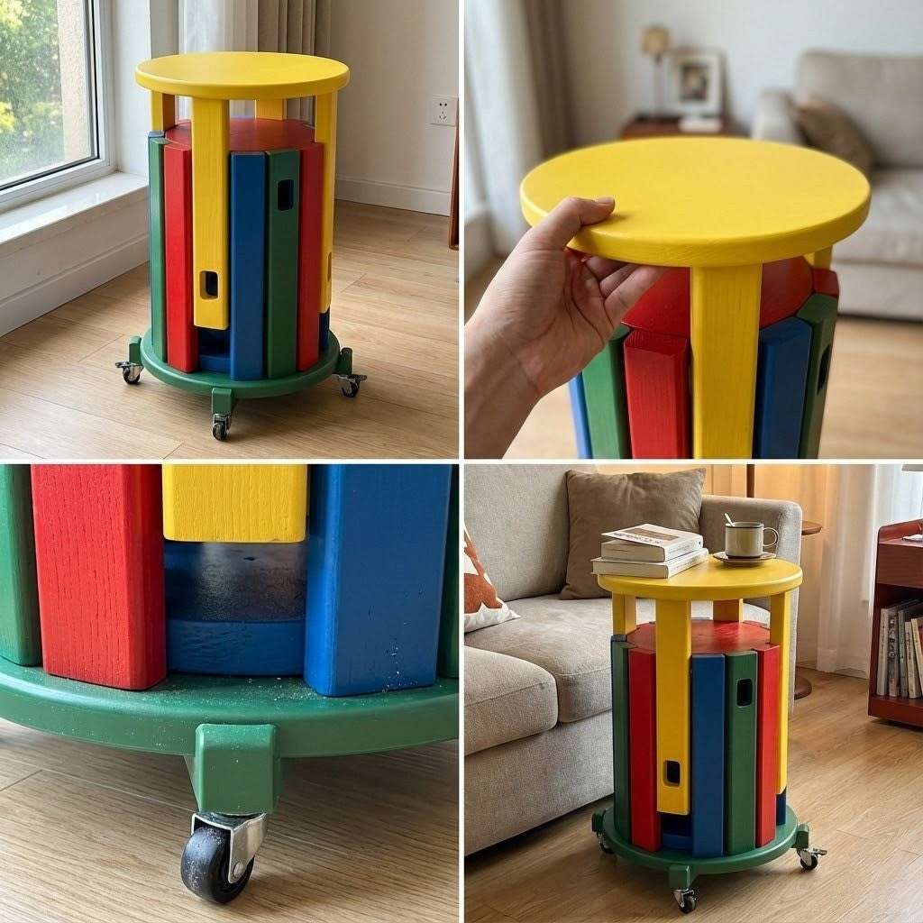 Stackable Rainbow Wooden Chair Table - Image 5