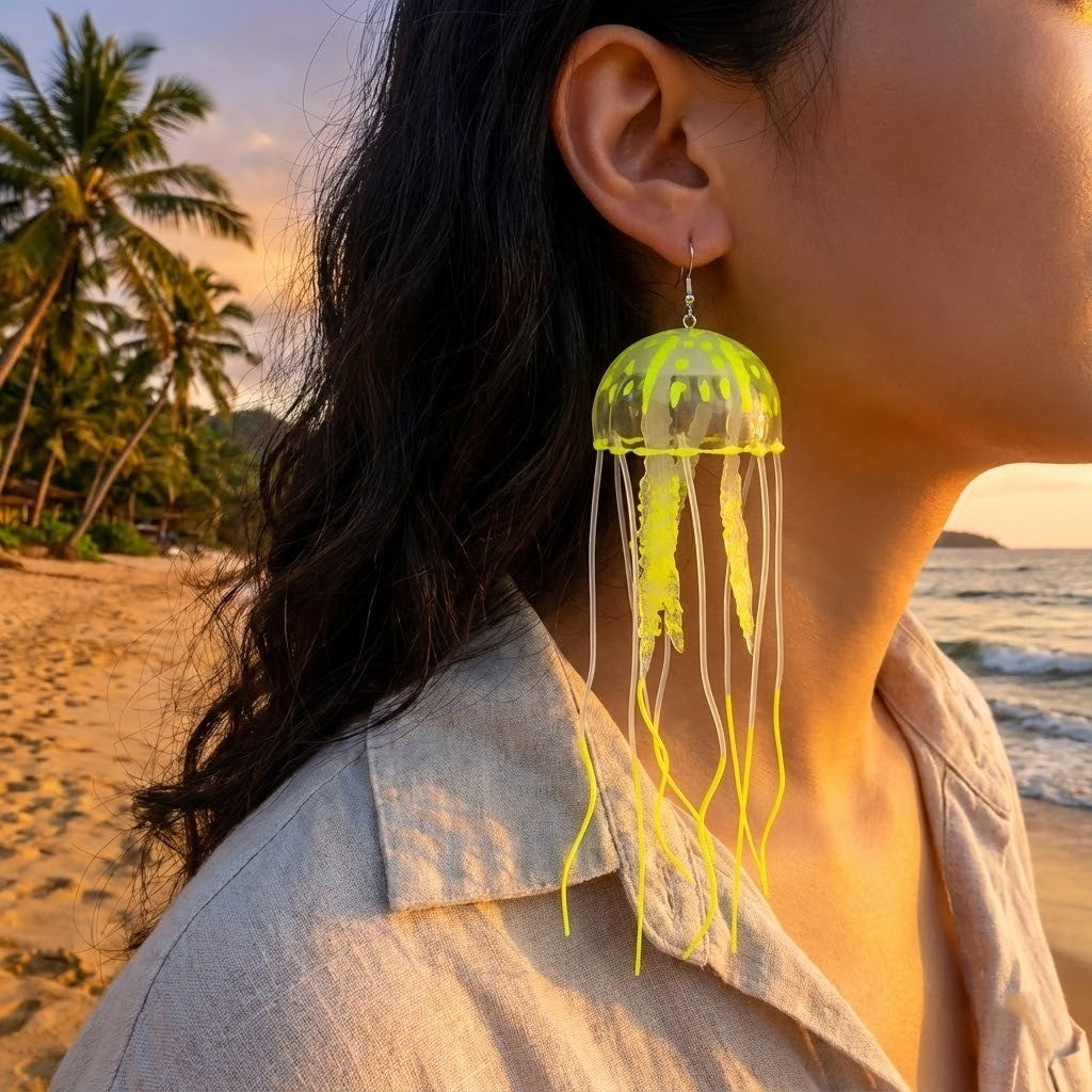 Dancing Jellyfish Long Tassel Earrings - Image 1