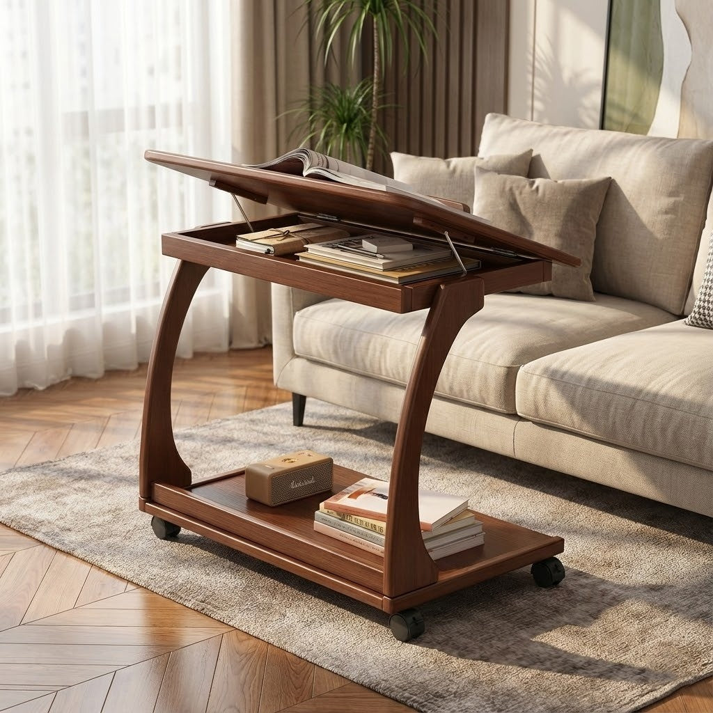 Italian Style Rolling Lift-Top Coffee Table - Image 1