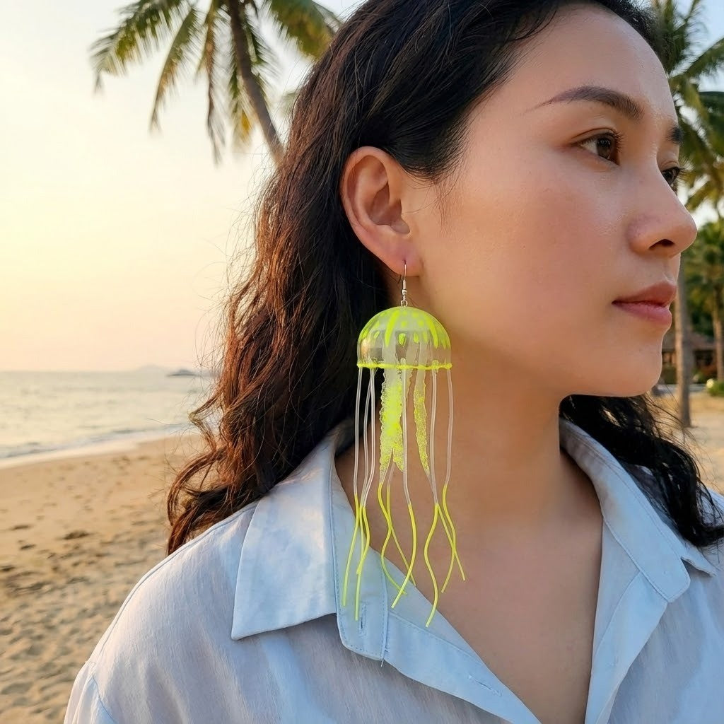 Dancing Jellyfish Long Tassel Earrings - Image 4