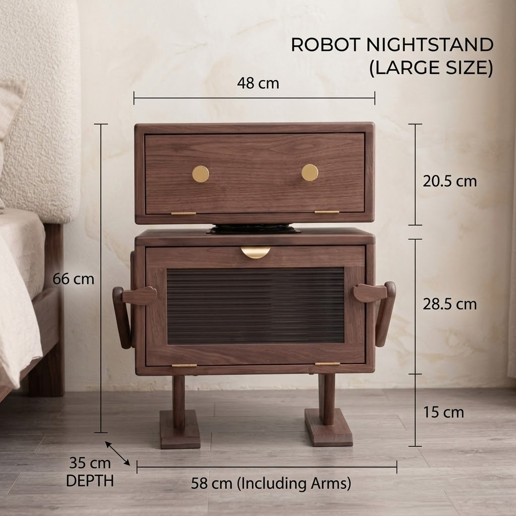 Nordic Walnut Robot Bedside Cabinet - Image 8