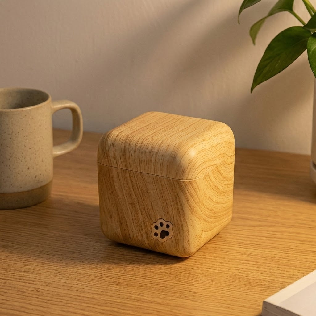 Cute Peekaboo Cat Wooden Night Light Lamp - Image 1