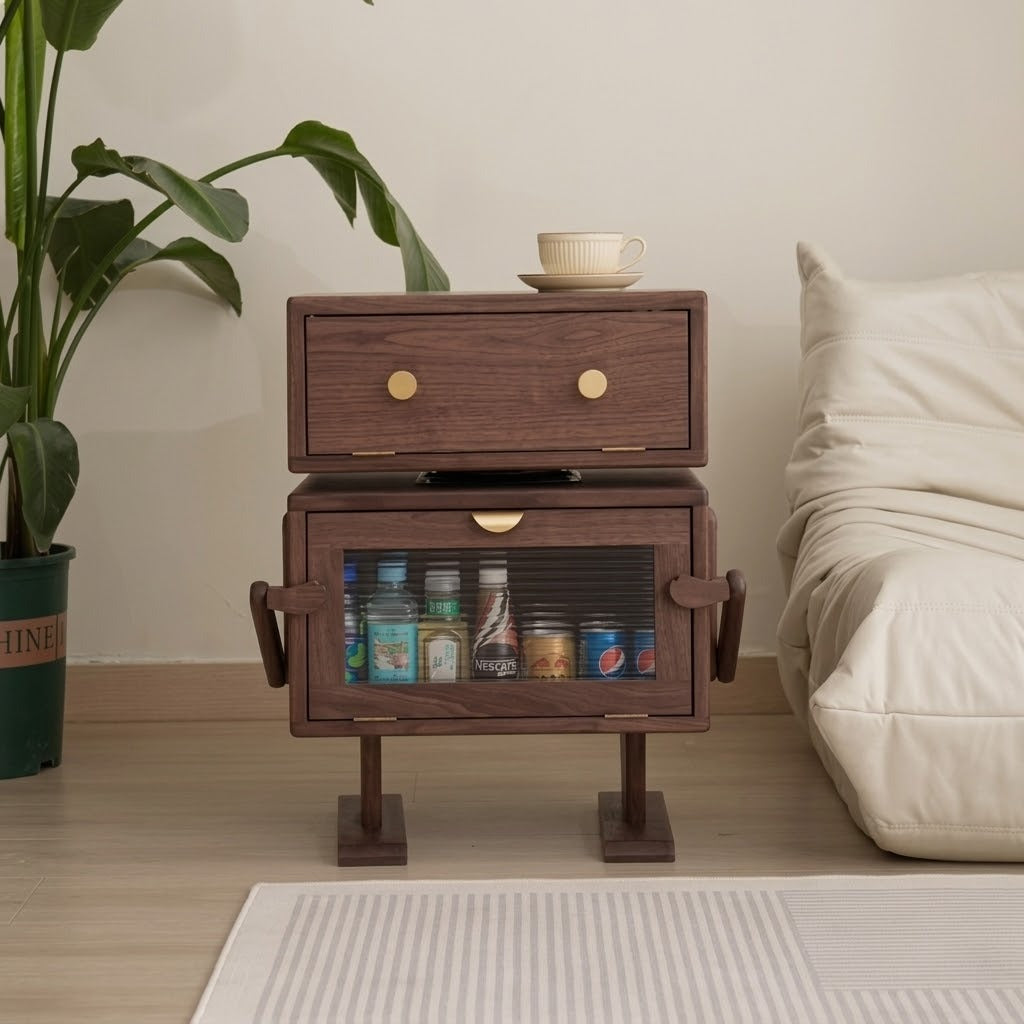 Nordic Walnut Robot Bedside Cabinet - Image 1