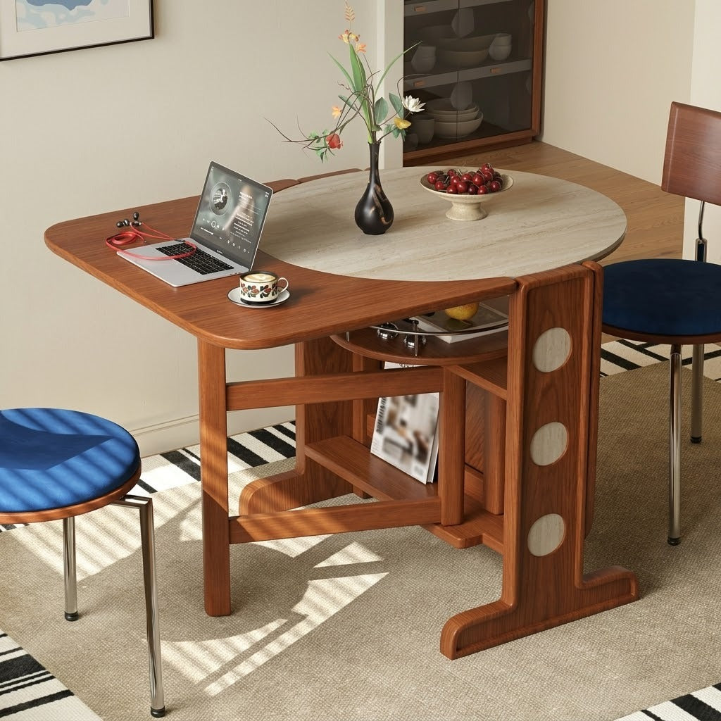 Vintage Style Folding Wooden Dining Table - Image 2